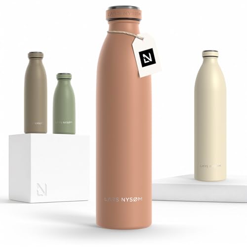 Image of LARS NYSOM Stainless Steel Insulated Water Bottle 12oz 17oz 25oz 34oz 51oz | Insulated Thermo Flask for Hot and Cold Beverages | Leakproof Drinking Bottle (Blush Rose, 25.4oz)