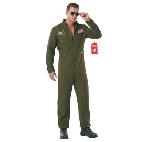 Morph Costume Aviateur Homme, Déguisement Pilote, Combinaison Aviateur, Costume Halloween Homme, M