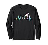 Photo Gallery heartbeat cat lover animal silhouette, simpatico gattino divertente maglia a manica Photo Gallery heartbeat cat lover animal silhouette, simpatico gattino divertente maglia a manica