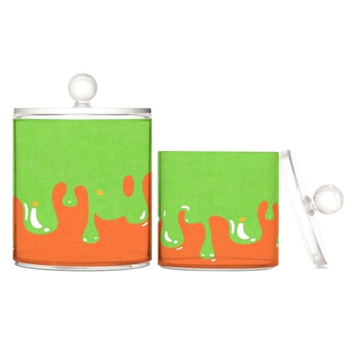 Fashion Street - Contenitore in plastica trasparente con coperchio, per riporre bastoncini di cotone, tamponi di cotone, filo interdentale, graffette, confezione da 2