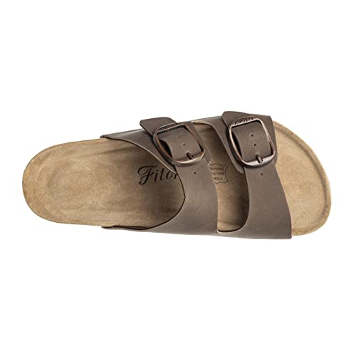 Fitory Womens Flat Sandals With Cork Footbed, Open Toe Slides Adjustable Slip On Slippers For Summer Brown Size 8 #TOP3