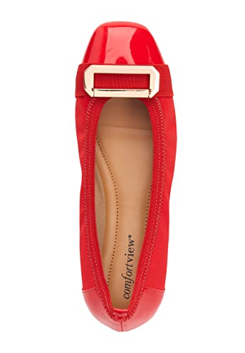 Comfortview Women's Wide Width The London Flat - 9 W, New Hot Red Beige #TOP5