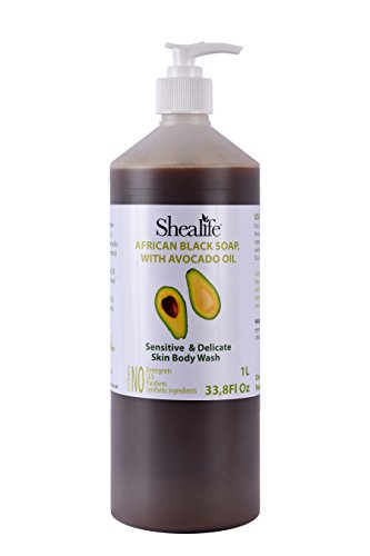 African Black Soap, Avocado Oil, Skin & Hair & Scalp Soap, Shea Butter, Coconut & Avocado Oil. Contains No SLS, Detergents & Paraben1 Litre,1000ml