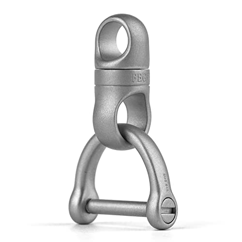 Image of FEGVE Titanium 360 Swivel Key Ring with 1 /2″ D Ring Keychain for Car Key | Very Mini Key Link Connector, Titanium ultra-light, Rust-proof, Anti-deform, Tangle-free Swivel