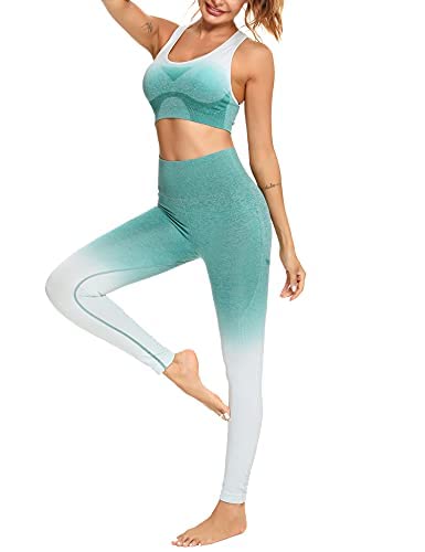 Sykooria Conjunto Deporte Mujer Ropa Verano Mujer - 2 Piezas, Sujetador Deportivo Mujer y Leggings Push Up Súper Elásticos Sin Costuras para Gimnasio Running Yoga