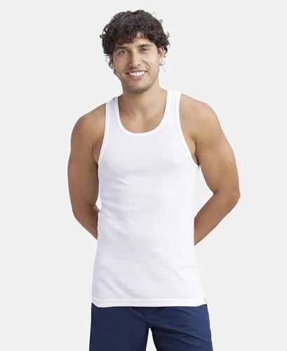 Image of Jockey 9922 Men Super Combed Cotton Rib Round Neck with Racerback Gym Vest (Pack of 2)