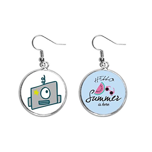 Pendientes de sandía estilo universo y alien robot para lóbulo de verano