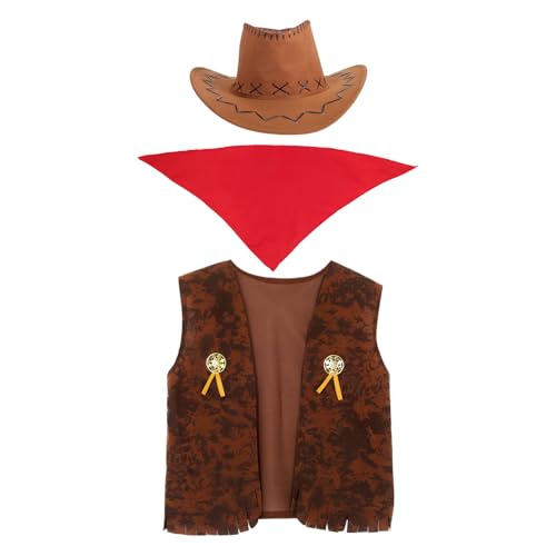 Panoplie western adulte gilet marron bandana carnaval costume tissu non tissé