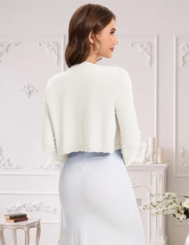 Bbonlinedress Womens Summer Cropped Cardigan Casual Bolero Short Shrugs Open Front Knit Sweater Lightweight Long Sleeve2