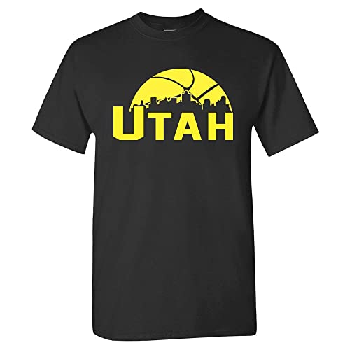 Xtreme Apparrel Utah Basketball City Skyline Mens Fan T-Shirt (Black Shirt M)