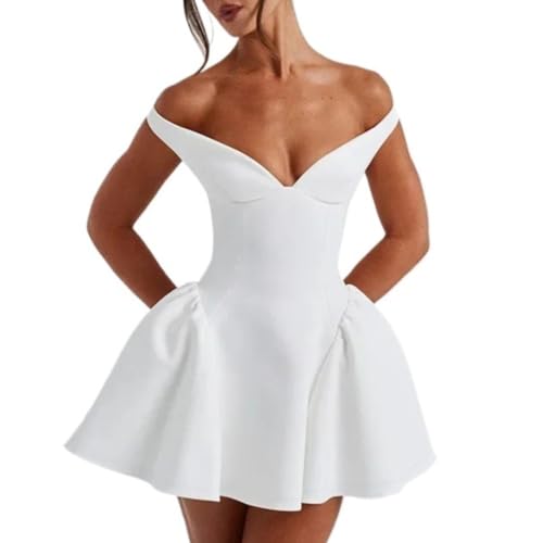 Women Sexy Plunge V-Neck Backless Mini Dress High Waist Solid