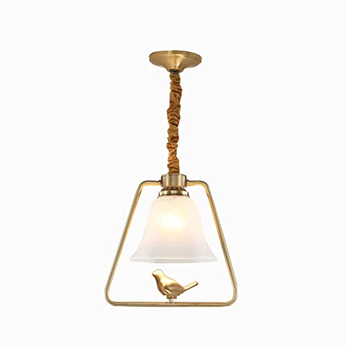 Luminaire suspendu en laiton véritable et verre abat-jour élégant pour maison moderne