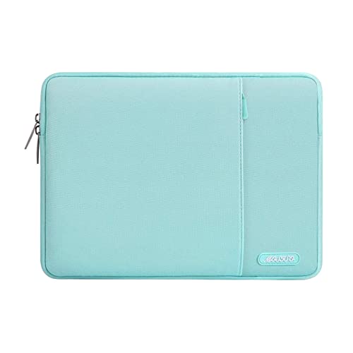 Image of MOSISO Laptop Case 14 inch, 14 inch Laptop Sleeve Compatible with HP Lenovo Dell ASUS Acer, HP Stream, Dell Latitude, Lenovo IdeaPad, Polyester Vertical Computer Sleeve Bag with Pocket, Mint Blue
