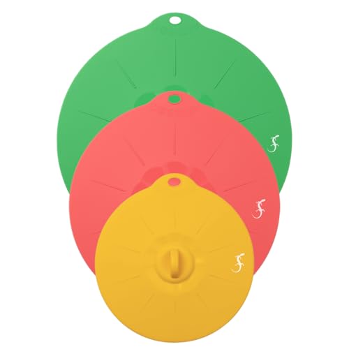 Lurch Juego de 3 tapas universales, tapas de silicona reutilizables (16 cm, 21 cm, 25 cm), aptas para alimentos, elásticas, aptas para microondas y lavavajillas, herméticas y sostenibles