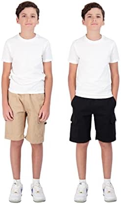 TONY HAWK Boys Twill Shorts with Cargo Pockets 2 Pack Pull on Skate Short for Kids (as1, Numeric, Numeric_8, Numeric_16, Regular, Black-Khaki)