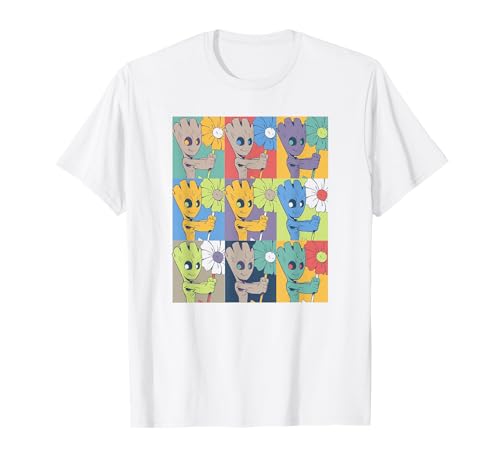 T-shirt Groot Marvel t-shirt pop art floral noir col rond