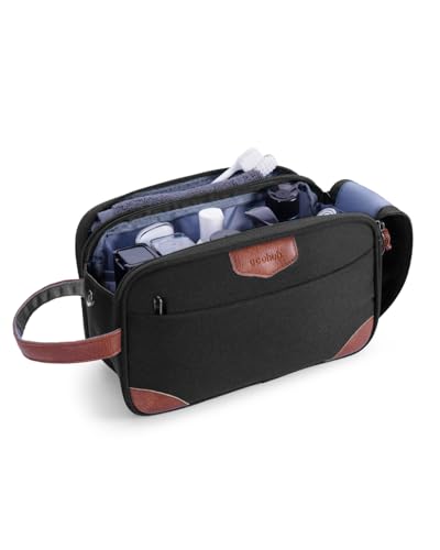 ECOHUB - ECOHUB Trousse de Toilette Homme Voyage, Trousse de Maquillage, Imperméable à Grande Ouverture, Multi-Compartiments, pour Rasoir et Articles de Toilette, Idée Cadeau pour Homme, Noir