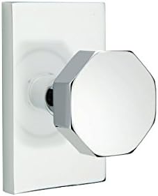 EMTEK Modern Rectangular Rosette Dummy, Pair with Matching Finish Octagon Knob - Choice of 6 Finishes - 5052OCTUS26 - Polished Chrome (US26)