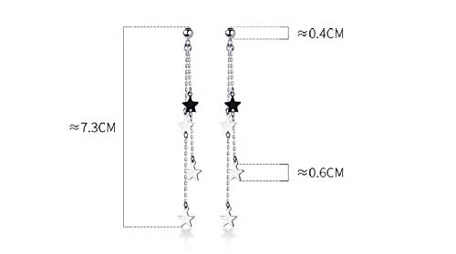 Tassel Star Threader Chain S925 Sterling Silver Long Dangle Drop Earrings For Women Girls Elegant Cute Ball Stud Dangling Hanging Fashion Lucky Star Lightweight Hypoallergenic Jewelry Gifts Birthday #TOP1