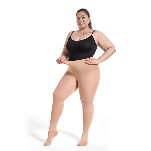 Image of Frola Plus Size Fleece Lined Tights Women Winter Warm Thermal Tights, 11+ Colors High Waisted Opaque Pantyhose