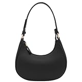 FashionPuzzle Small Crescent Shoulder Bag Underarm Purse (Black)