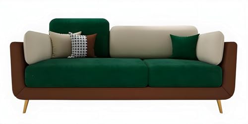 Image of Stylish & Modern Heavy Duty & Luxurious Traditional 3 Seater Sofa Chesterfield Sofa Arm Sofa Three Seater Sofa for Living Room Guest Room Hotels & Office. (Green & Beige)