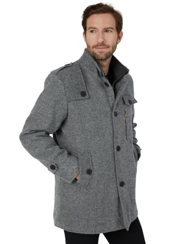 Image of Wantdo Men's Wool Blend Jacket Stand Collar Windproof Pea Coat