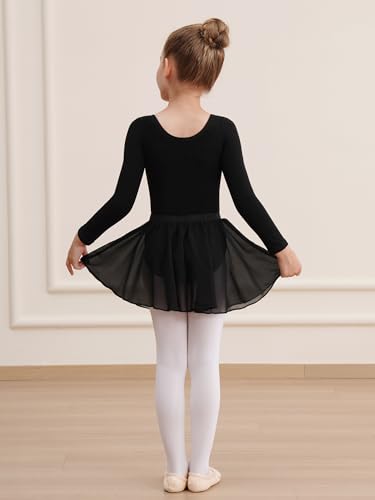 Image of WEGETIT Leotards for Girls Long Sleeve Ballet Dress Toddler Dance Leotard with Skirt Kids Gymnastics Outfits Tutu Dress