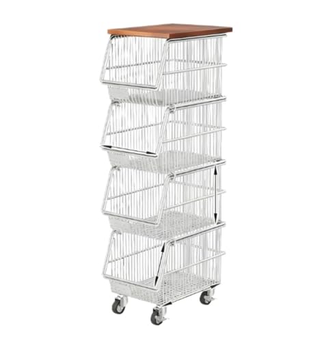FENGJISUN Carrito De Cocina Móvil Multifuncional Carrito De Cocina con Ruedas Y Cesta Multiusos For Despensa, Ideal For Almacenar Frutas Verduras(90.3cm)