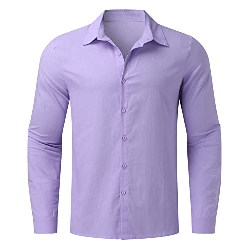 Zanjkr Camisas sociais masculinas masculinas verão algodão linho sólido casual plus size solto botão