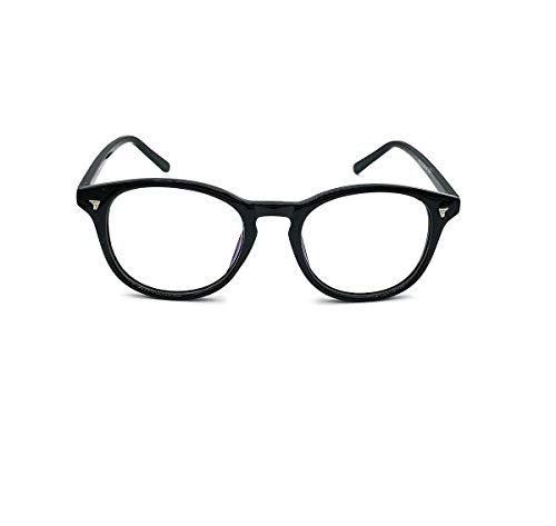 Image of Roshfort Unisex Oval Blue Cut Zero Power Full Rimless Computer Glasses Spectacle Frame (Black, E-3)