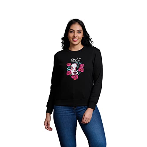 Image of Go Devil Stylish Trendy Regular Fit 100% Cotton Sweatshirt with Round /Crew Neck Full Sleeves, Casual Printed Winter Wear for Women /Girls