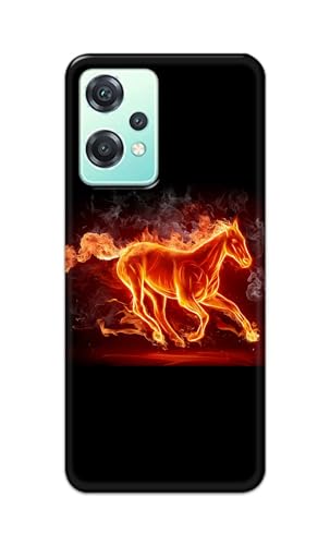 Image of PRINTFIDAA Plastic Printed Hard Back Cover Case For Oneplus Nord Ce 2 Lite 5G Back Cover (Fiery Horse) -112, Multicolor