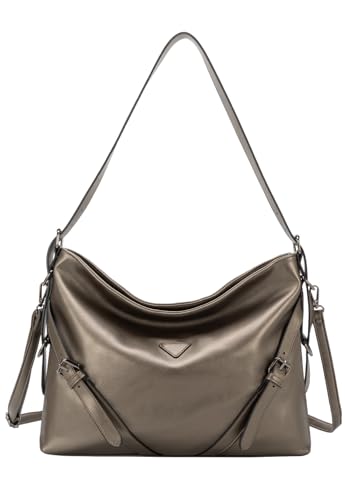 Lenna's Hobo Bag Bolsa Transversal Tamanho Grande Casual Fashion Metalizada Ouro Velho