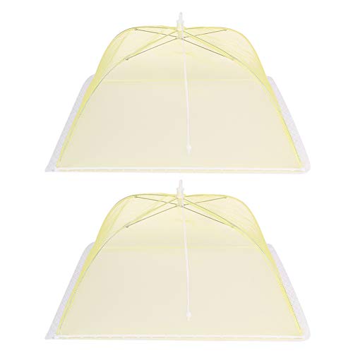 Cubierta de alimentos de malla de 2 piezas de 2 piezas Tapa de alimentos lavable para paraguas de comida paraguas de alimentos Amarillo 43x43 cm Cubierta de alimentos de malla