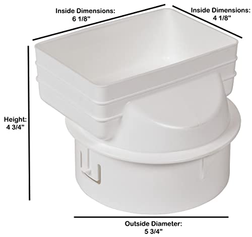 4x6x6 (White) Plastic Universal Downspout to Drain Tile Adapter - Thumbnail 2