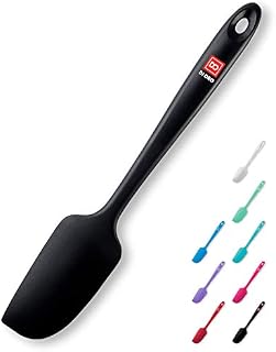 DI ORO® - Small Silicone Spatula - 315ºC Heat-Resistant Dough Scraper - Ergonomic Seamless One-Piece Design - Non-Stick Silicone with Stainless Steel S-Core Technology (Black Small)