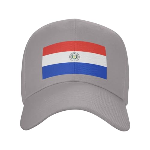 Casquette de baseball réglable pour homme et femme avec drapeau du Paraguay, gris, Taille unique