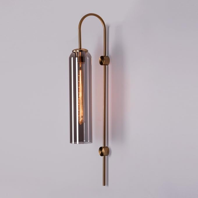 Image of Black Long Glass Wall Light | Mirror Black Copper Metal Wall Lamp Fixture | Decorative Lighting for Living Room Bedroom Dining Cafe Bar Restaurant | Modern Home Decor | Without Bulb