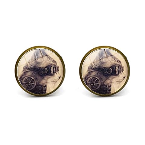 Manschettenknöpfe Für Herren - Steampunk Katze Zeit Juwel Manschettenknöpfe Schmuck Männer Business Hemden Anzüge Glas Kuppel Manschette Nägel Knopf Accessoires Geburtstag Geschenk Cover