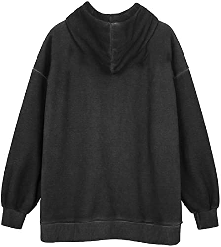 OLIPHEE Felpe con Cappuccio Stile Y2K Disegno con Ali d'Angelo Hoodies con Cerniera Sciolto per Donna e Ragazze 3XL Grigio Scuro-Angelo