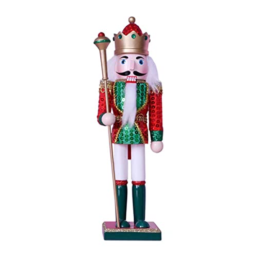 Soldado de cascanueces de Navidad de madera, 30 cm de alto, decoración de Navidad, adornos de colores festivos, clásico, soldado de cascanueces de Navidad (verde) Cover
