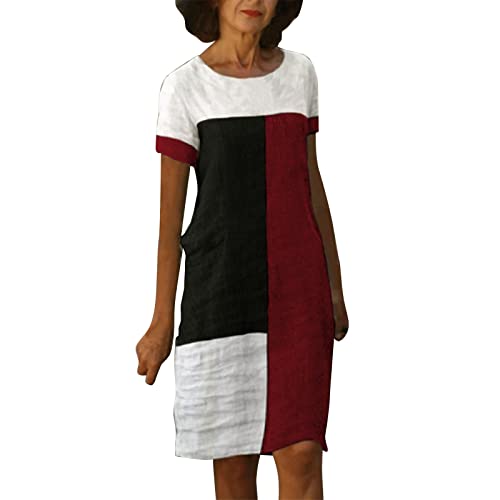 Robe en lin femme chic coupe genoux et imprimé floral raffiné