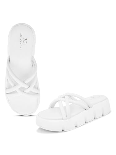 Image of XE Looks Comfortable Women's Platform Heels Trendy Slippers, Casual and Trendy & Stylish Modern Design Fashion Sandals For Women, Soft Wedges