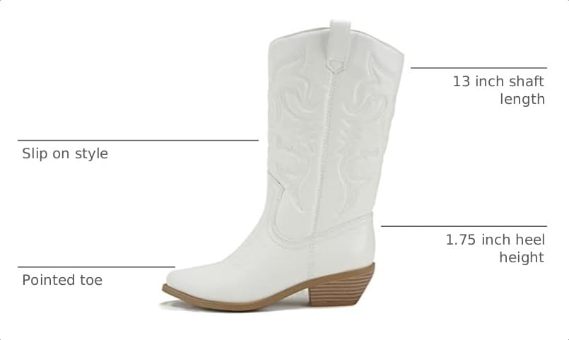 Image of Soda RENO ~ Women Western Cowboy Stitched Pointe Toe Low Heel Ankle Mid Shaft Fashion Boots