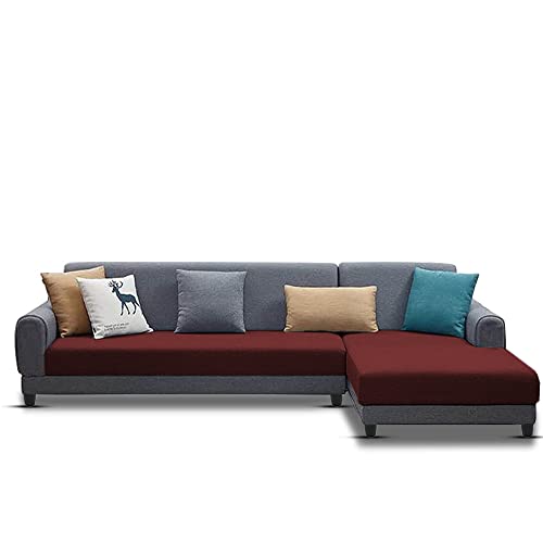 Image of Kraven RHS 6 Seater L Shape Sofa Set for Living Room (Maroon Grey Fabric)