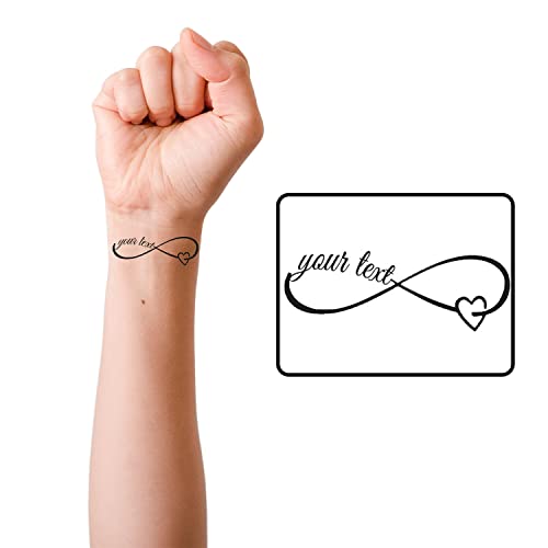 Set Of 4 Fake Tattoos,Love Tattoo,Custom Tattoos Temporary, Möbius Ring,Personalized Waterproof Fake Custom Name Tattoo Body Sticker For Women & Man,2In #TOP1