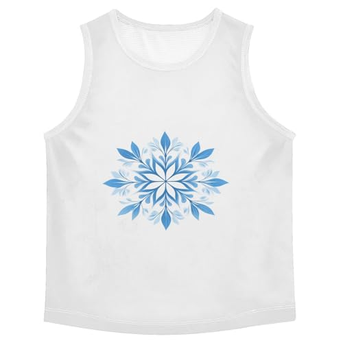 Boys Tank Top Shirts Winter Blue Snowflake Sleeveless T-Shirts Crew Neck for Kids Clothing Children