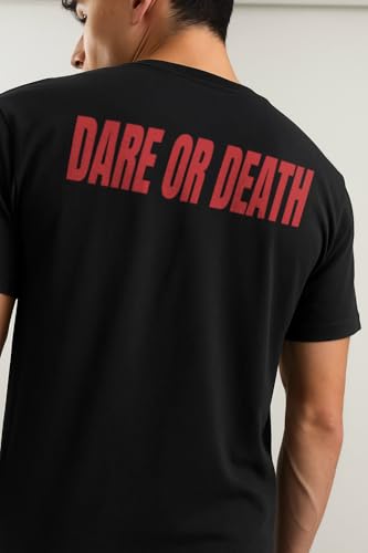Image of Seventeen The Burstday Dare or Death Cotton T-Shirt, Regular Fit, Round Neck, Half Sleeve, Black, Unisex