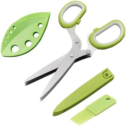 Herb Scissors Set, Stainless Steel 5 Blade Kitchen Salad Scissors...